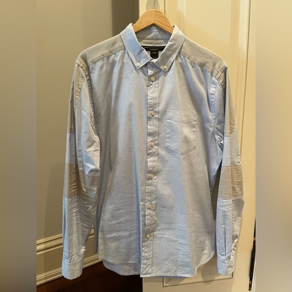 Marc by Marc Jacobs Light Blue/Gray Patch work Button Down Shirt. Size: M. - Picture 1 of 2